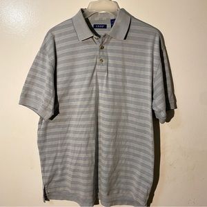 Menu

Izod Golf Polo Shirt Men’s Large Gray and White Striped Short